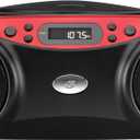 GPX BC232R Portable TopLoading CD Boombox with AM/FM Radio and 3.5mm Line in for MP3 Device  Red/Black