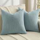 FUTEI Pack of 2 Solid Chenille Throw Pillow Covers 20x20 Inch Soft Meteor Dotting Textured Decorative Cushion Cases Modern Farmhouse Accent for Couch Living Room, Dusty Blue