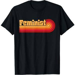 Feminist Retro Vintage Style Women Men Feminism Feminist T-Shirt (Black, S)