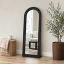58x22 Arched Full Length Mirror, Solid Wood 3 Layer Frame, Black