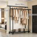 Heavy Duty Double Rod Clothing Rack with Wheels, 39in Wide Metal Garment Rack for Hanging Clothes, Freestanding Closet Organizer with Bottom Shelf for Shoes and Boxes, Ideal for Bedroom, Laundry Room
