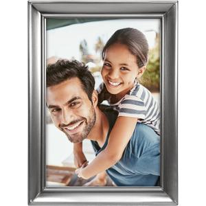 Malden International Designs 192-57 Concourse Pewter Metal Picture Frame, 5x7, Silver