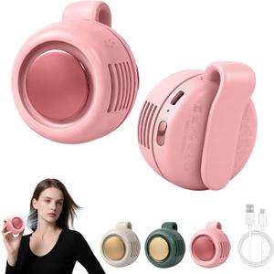 Timeno Portable Clip-On Bladeless Fan, Mini USB Rechargeable 360° Rotatable Fan, 3-Speed Silent Personal Cooling Fan for Outdoor Travel Office (Pink)