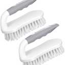 SetSail Scrub Brush, Heavy-Duty Scrub Brushes for Cleaning with Stiff Bristles Cleaning Brush for Shower, Bathroom, Carpet, Kitchen and Bathtub Scrubber - 2 Pack (Grey White)