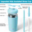 Fimibuke Kids & Toddler Cups, 10 OZ Spill Proof Straw Cups for Toddlers, 2 Pack Leak-Proof Kid Insulated Tumbler with Screw-On Lid & Silicone Straw with Stopper, Stainless Steel Sippy Cup for Girl Boy