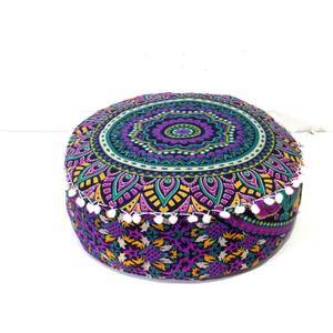 INDIAN CRAFT CASTLE ICC Floor Pillows & Cushion Covers Decorative Hippie Mandala Pouf Pillow Covers Seating Meditation Cushion Cover Large Boho Ottoman Case Pillowcase Couch New Pink, 16" Round