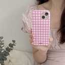 Phone Case for iPhone 15 Pro Max Case Cute Lattice Stylish Aesthetic Pattern Girly Women Design Glossy Shockproof Protective Cover for iPhone 15 Pro Max-Pink