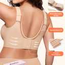 PoseFree Womens Seamless Wireless Supportive Bra Push Up Comfort Soft No Underwire Full Coverage T-Shirt Bra (Beige, M)
