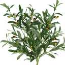 FiveSeasonStuff Artificial Olive Branch Long Stems Leaves Greenery Floral Arrangement Decoration Home Dcor (3.42 ft, 2 Faux Branches) (Olive Leaves with Olives (3.42ft) 2 Stems)