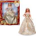 Barbie Signature 2025 Holiday Blonde Fashion Doll Wearing Silver & Gold Gown, Seasonal Collector in Displayable Packaging & Stand