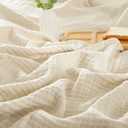 PHF 100% Cotton Muslin Blanket King", 4-Layer Lightweight Gauze Throw, Breathable Cloud-Soft Minimalist Blanket for Bed, Couch, Camping, Beige/Short Bread, Ideal Gift