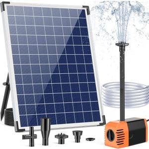 Antfraer 25W Solar Water Pump, Solar Fountain Pump with Water Flow Adjustable, Submersible Solar Water Fountain Kit with PVC Tubing & 17Ft Long Cord for Fish Pond Waterfall Garden Hydroponics Pool