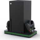 Charging Stand with Cooling Fan, CODOGOY Vertical Stand Compatible with Xbox Series X/S Console and Controller, Vertical Dual Controller Charger Station Dock Accessories with 3 USB Ports, black