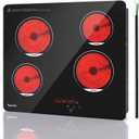 TOPWISH 24 Inch Electric Cooktop, 4 Burners Built-in Electric Stove Top