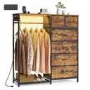 SONGMICS Dresser with Hanging Rod, Closet Organizer with 6 Fabric Drawers