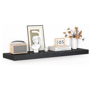 Floating Shelves - 10.3 Inch Deep Wall Shelf for Decor & Storage - Wall Mounted Display Shelving with Invisible Heavy-Duty Metal Bracket - 36" W x 10.3" D x 1.8" H - Set of 1 - Rustic Black