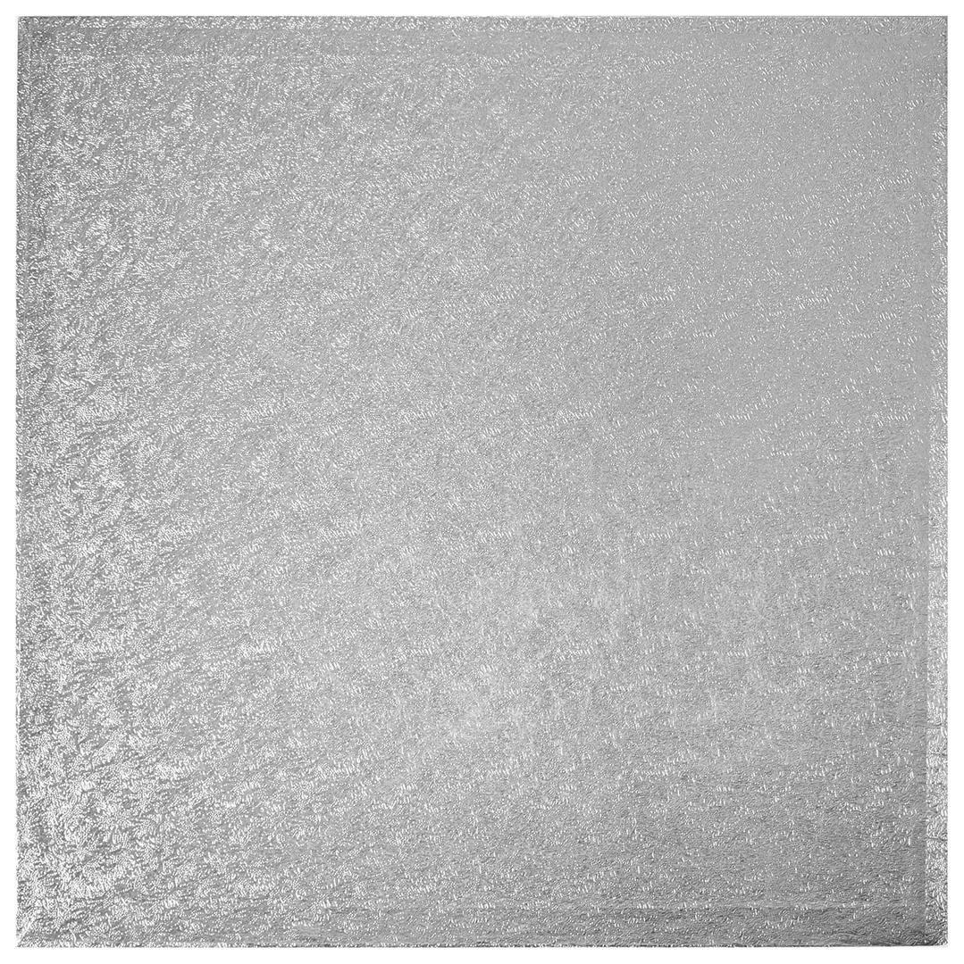 DecoPac Square Cake Drum, Foil Covered Cake Drum, Sturdy Half Inch Thick, Pack of 5, Silver - 14 Inch
