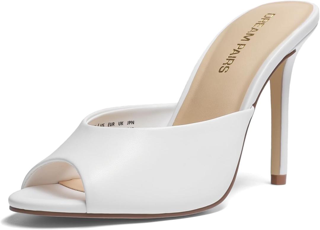 DREAM PAIRS Mule Heels for Women High Heels Stiletto Open Round Peep Toe Mules Sandals Slip on Dress Shoes 2026 Sexy Heeled for Party Dressy Prom Wedding, Size 7