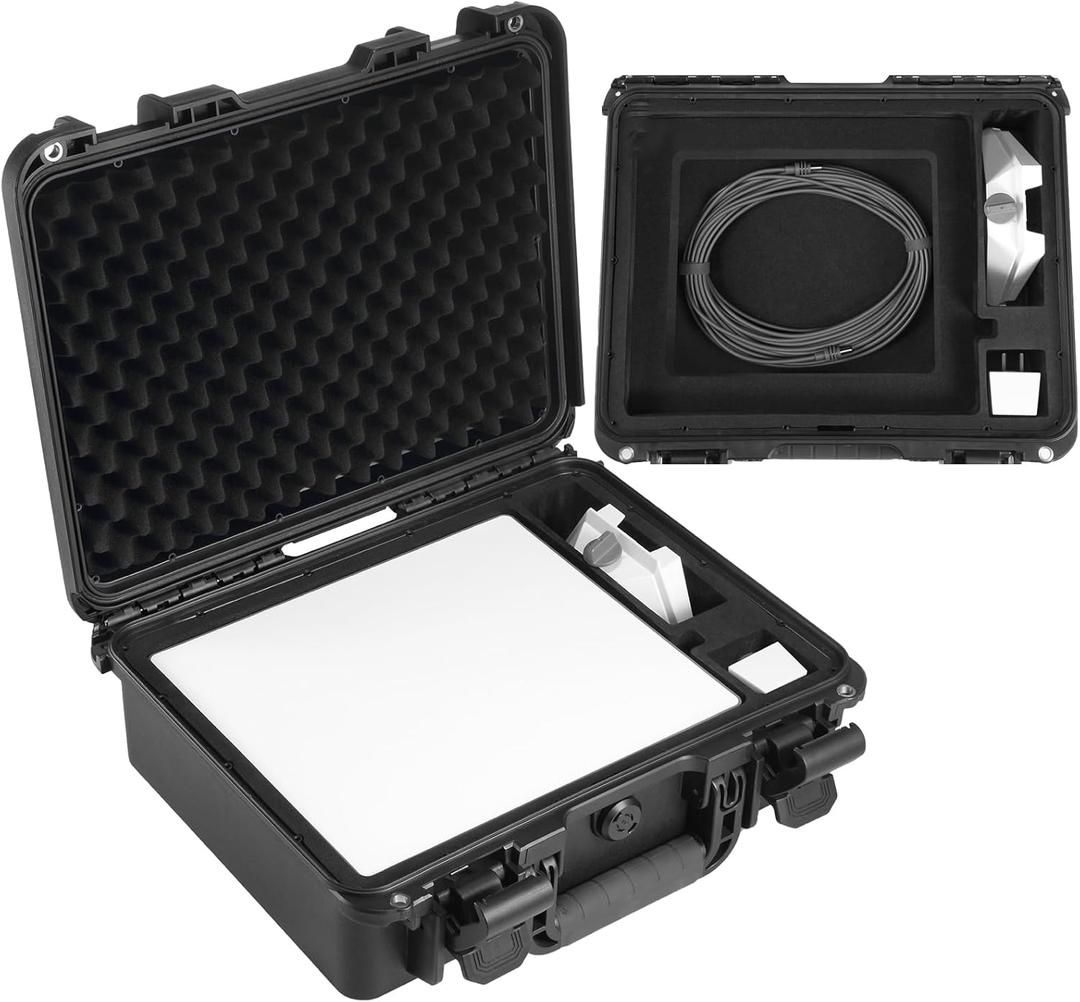 Waterproof Hard Case for Starlink Mini, Travel Carrying Case with Kickstand, Power Adapter, Pipe Adapter, Cables and Other Accessories