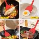 Pack of 2 Silicone Spatula Turners, Non Stick Slotted Kitchen Spatula Set, Heat Resistant BPA Free Kitchen Utensils, One-Piece Design, Suitable for Flipping Fish, Eggs, Steak, Pancakes (RED)