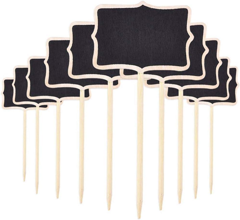 Kisangel Home Decor Pantry Labels Chalkboard 10pcs Mini Chalkboard Signs with Stick Wooden Tabletop Sign Wood Place Cards for Home and Garden Pantry Labels Plant Food