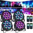 Stage DJ Par Lights for Party: 36 RGB LED Uplighting Stage Light with Sound Activated Remote DMX Control - Uplights Disco Lights for Parties Events Club Dance Stage Lighting (4 Pack)