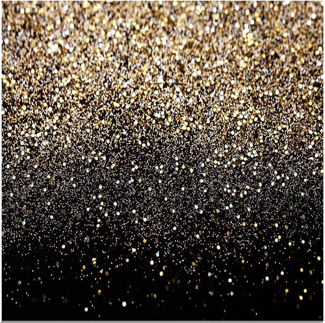 CYLYH 10X10ft Glitter Backdrop Golden Spots Backdrop Vintage Astract Glitter Background Wedding Adult Baby Children Party Decor D417,Gold (Black)