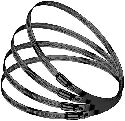 BOTTEN 4 pcs Black Hose Clamp,6-7 Inch(155-178mm)304 Hose Clamps Stainless Steel Adjustable Worm Gear Hose Clamps Assortment Kit,radiator hose clamps fuel line clamps