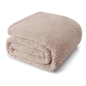 Whale Flotilla Queen Size Fuzzy Fleece Blanket for Bed, 90x90 Inch Fluffy Soft Jacquard Blankets for All Season, Lightweight and Cozy, Camel