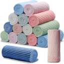 16 Pcs Pastel Colors Flannel Throw Blanket Bulk 50 x 60 Inch with Striped Ribbed Throw Blanket Soft Lightweight All Seasons Blankets for Sofa Room Couch Donation Homeless Wedding Gifts