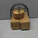 LUKA Ceramic Coffee Espresso Cups with Saucers Set with Metal Holder, 4 oz Porcelain Demitasse Cups For Espresso, Latte, Coffee, Cafe Mocha, Tea, Set of 6, Stripe White & Black