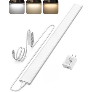 ASOKO Plug-in Under Desk Light, 24Inch LED Workbench Lights with Super Brighten 900Lumen and Smart Memory Function,3 Temps (3000K/4000K/6000K) for Kitchen Sink/Desk/Workbench (Multicolor)