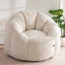 MAXYOYO Bean Bag Chair for Adults, Oversized Pumpkin-Shaped Boneless Chair | Oversized Bean Bag Chair Comfy and Lazy Boneless Chair for Dorm, Living Room, Bedroom, Beige