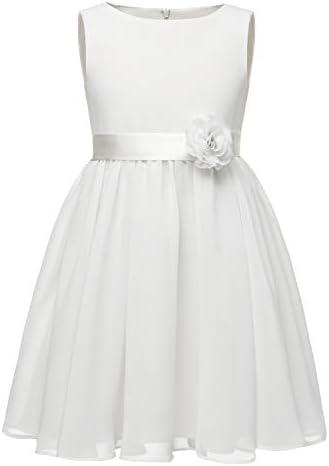 Chiffon Summer Flower Girl Dress Ruffled Junior Bridesmaid Wedding Party Dress, 8-9Y