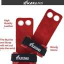 KAYANA 2 Hole Leather Gymnastics Hand Grips - Palm Protection and Wrist Support for Cross Training, Kettlebells, Pull ups, Weightlifting, Chin ups, Workout, & Exercise (Youth Small, Red)