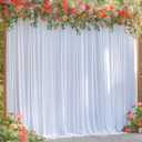 16x10FT White Backdrop Curtains for Wedding Parties, Wrinkle Free Polyester Photography Backdrop Drapes for Wedding Baby Shower Birthday Parties Stage Background Stand Decorations 4x10ft,4 Panels