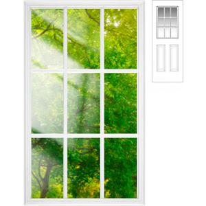 Pushglossy 20 x 36 Inch Entry Door Clear Glass Insert Low E 9 Lite White Frame Easy to Install Window Grille Inserts for Garage Door Replacement Glass Windows