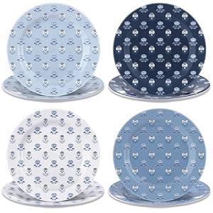 Gandeer 8 Pcs Christmas Melamine Salad Plates Winter Melamine Dessert Plates Assorted Designs Christmas Dishes Dinnerware Set for Xmas Birthday Party Gift Appetizer(Vintage Floral, 8 Inch)