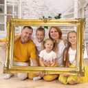 Large Photo Booth Props 32 x 24 Inch Gold Picture Selfie Frame Vintage Photo Frame Creative Friends Party Photo Props Accessories for Wedding Bridal Shower Bachelorette Birthday Party Supplies Decor