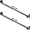 10-18 inches Adjustable Magnetic Towel Bar for Refrigerator, Magnetic Rod for Classroom Whiteboard, Magnet Towel Holder Towel Hook Hanger for Kitchen Dishwasher, Laundry Washer, Black, Pack of 2