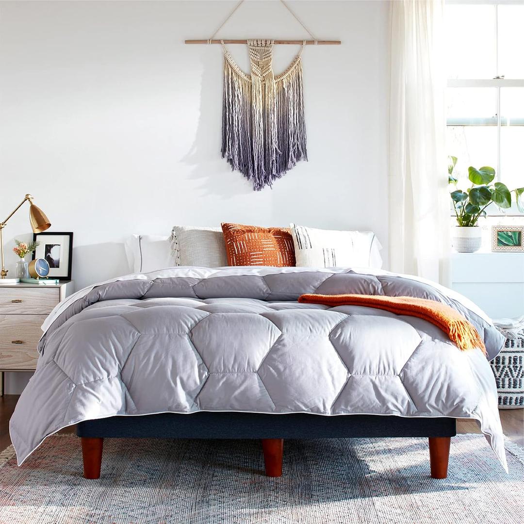 Layla All Season Down Alternative Comforter, (Gray, Twin/Twin XL), 300 Thread Count 100% Cotton Fabric with Corner Loops