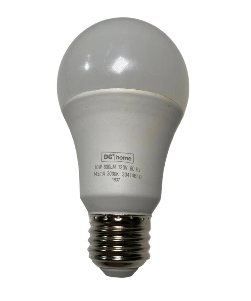 DG Home LED Light Bulb A19 Bright White 3000K 800Lm 10W