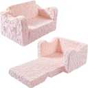 Toddler Couch, 2-in-1 Convertible Kids Chair to Lounger Bed, Baby Sofa for Toddler Boys Girls, Ideal for Reading Gaming Playing Decor (Pink)