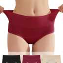 Washable Leakproof Period Underwear - Reusable Incontinence Panties for Postpartum, Heavy Menstrual Flow & Bladder Leaks (X-Large, Black/Red/Beige)