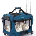 Extra Large Rolling Cat Carrier with Wheels, Soft Sided Pet Dog Carrier on Wheels for Big Cat 20lbs+ 2 Cats, Car Travel Portable XL Wheeled Bag 25"x16.5"x20.5"