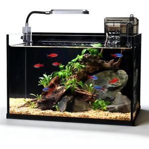 Glass Fish Tank Kit,2.8 Gallon Fish Tank,Small Aquarium, Ultra-Clear Nano Aquarium,Betta Fish Tank,Small Fish Tank,Aquarium Starter kit,Desktop Fish Tank,with Light and Filter