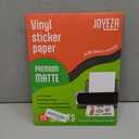 JOYEZA Premium Printable Vinyl Sticker Paper for Inkjet Printer - 25 Sheets Matte White Waterproof, Dries Quickly Vivid Colors, Holds Ink well- Tear Resistant - Inkjet & Laser Printer
