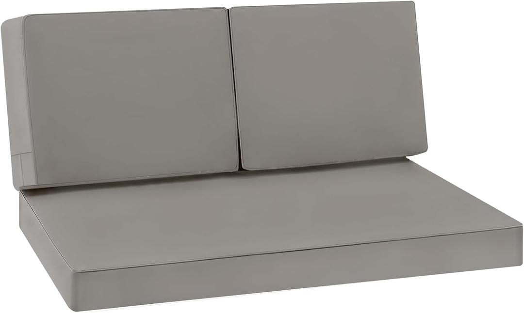 Favoyard Outdoor Loveseat Cushion Set 46 x 26 Inch Waterproof & 3-Year Fade Resistant Patio Furniture Cushions with Removable Cover, Ties and Hidden Zipper for Sofa Bench Couch Pads Set of 3, Gray