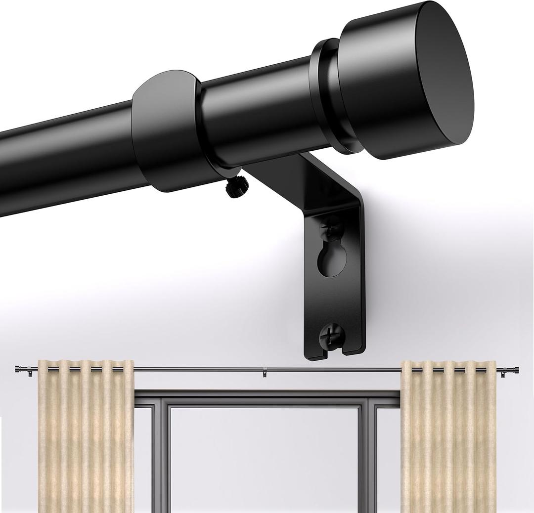 Black Curtain Rod 17 to 250 inch for Window 240 inch, Adjustable Heavy Duty Thick Matte Black Modern Extra Long 20.8 ft
