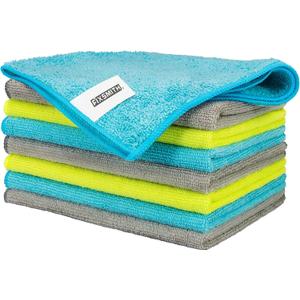 FIXSMITH Microfiber Cleaning Cloth - Pack of 8, Size: 12 x 16 in, Multi-Functional Cleaning Towels, Highly Absorbent Cleaning Rags, Lint-Free, Streak-Free Cleaning Cloths for Car Kitchen Home (3 Colors Assorted)